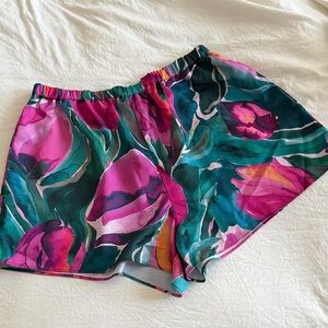Fabletics Pink and Green Floral Pajama Shorts